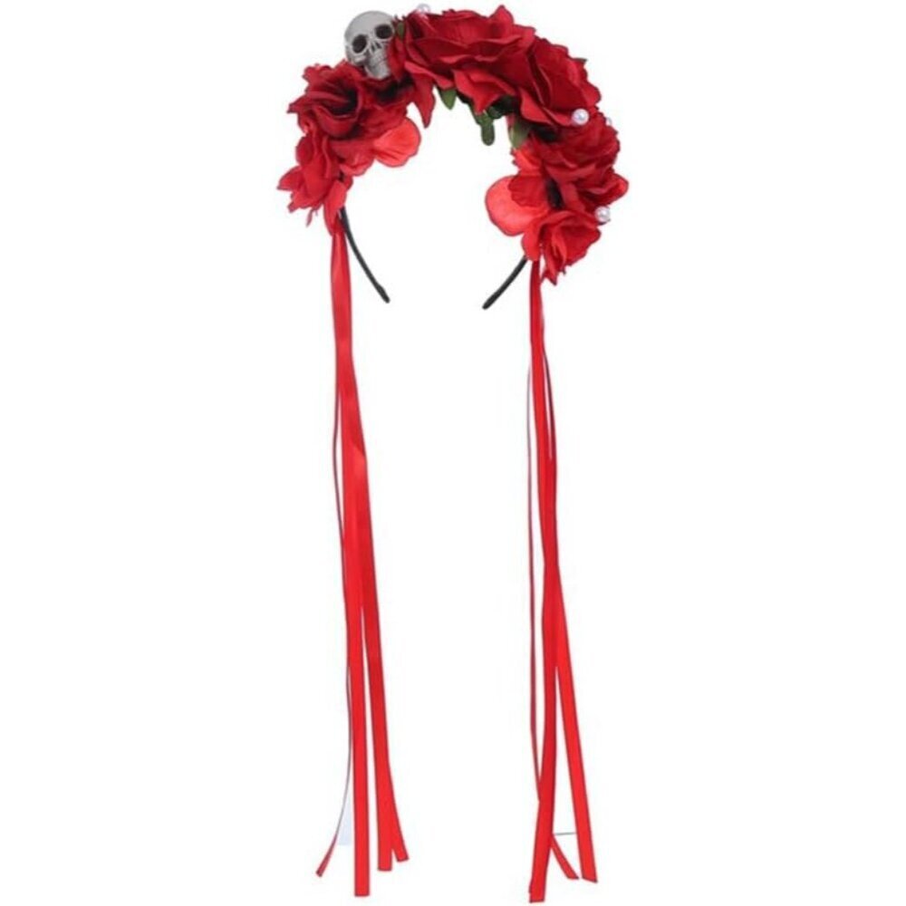 Women's Bohemian Rose Headband Halloween Ghost Skeleton Mesh Hair Hoop